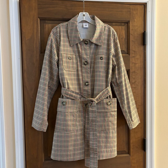 Cabi Houndstooth Sherlock Trench Coat - Style 3734 - Size Large - Picture 4 of 9
